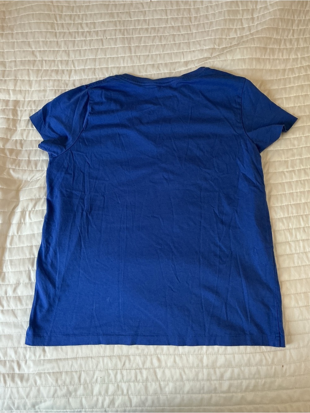 Ralph Lauren V-Neck Tee in Royal Blue with Pink Logo - Picture 6 of 8